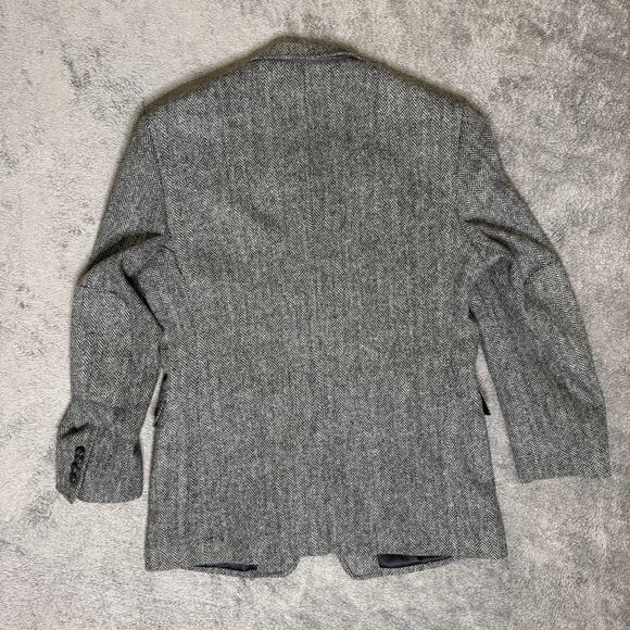 Jos A Bank Wool Herringbone Blazer Sport Coat Mens 42L Padded Shoulders Elbow - Picture 3 of 9